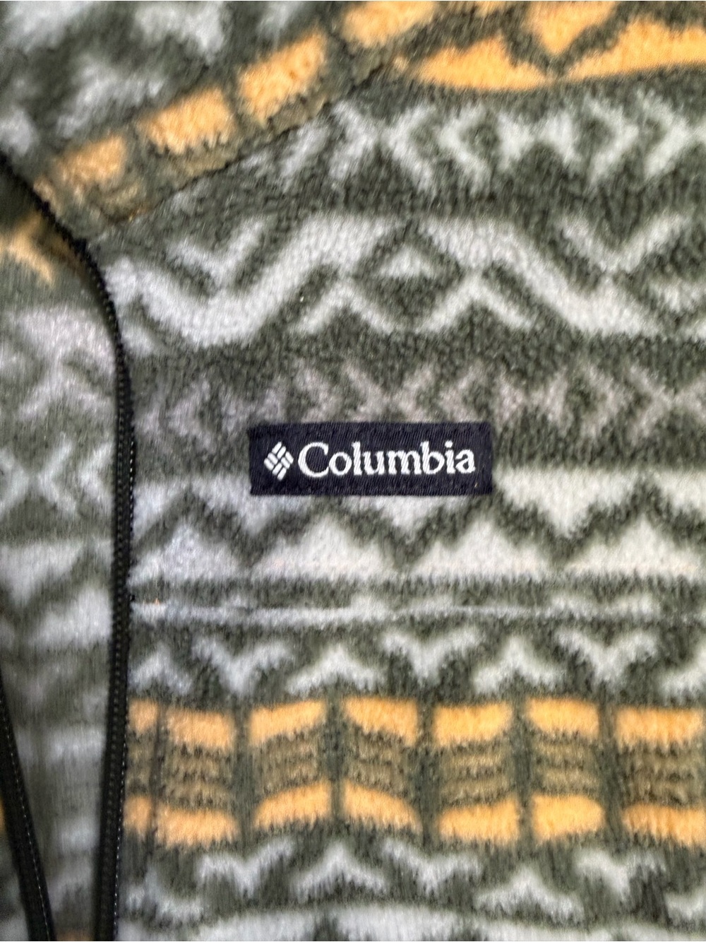 Columbia Boys 3T Zing III Fleece Jacket Green Mustard Geometric Full Zip - Picture 3 of 6